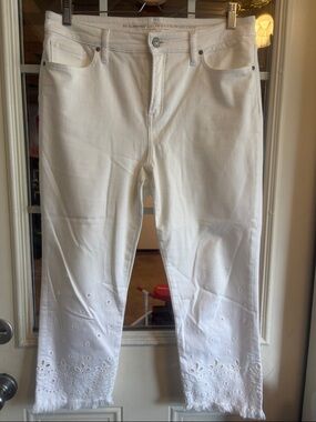 Chico's White Eyelet Crop Ankle Jeans